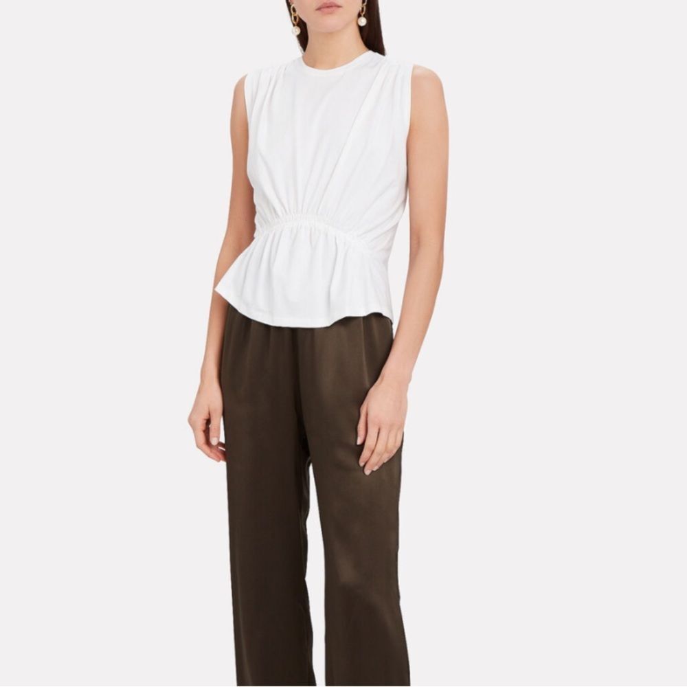 ATM Tuck Gathered Cotton Crewneck Tank M